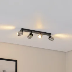 Downlight Demia, svart/nikkel, 66 cm lang, GU10