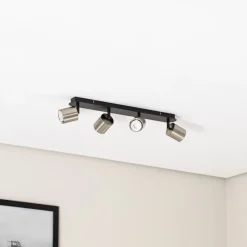 Downlight Demia, svart/nikkel, 66 cm lang, GU10