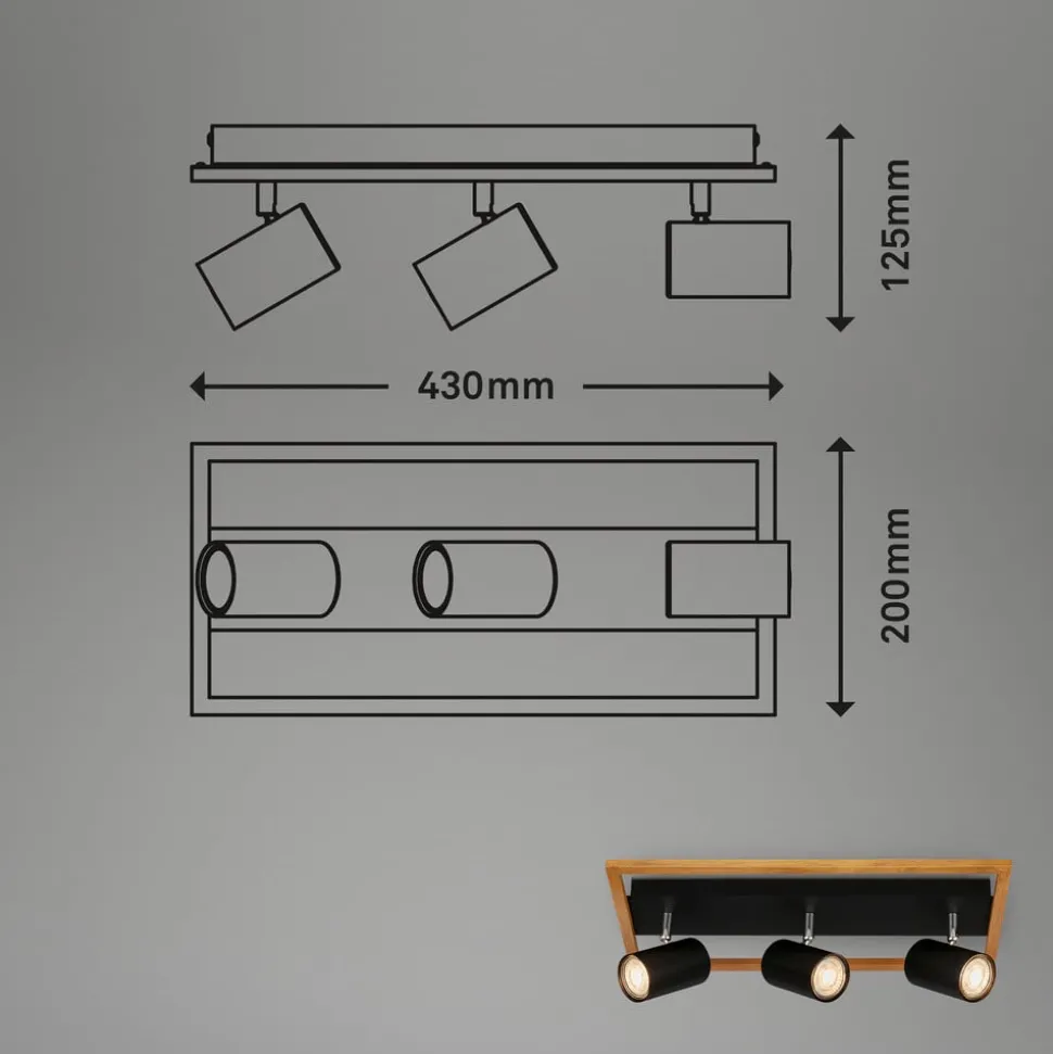 Downlight Frey treramme GU10 svart 3 lyskilder