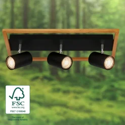 Downlight Frey treramme GU10 svart 3 lyskilder