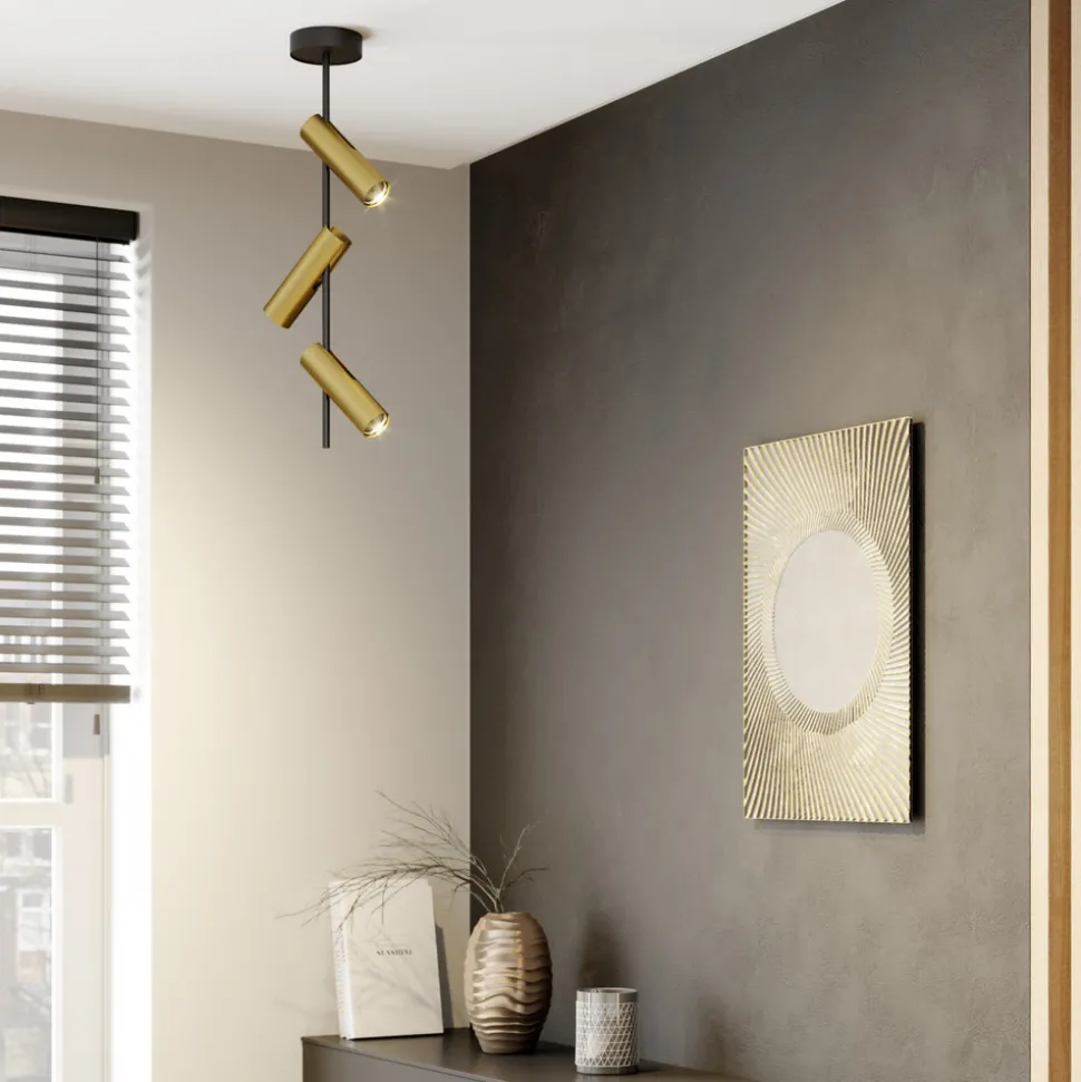 Downlight Leda 3, 3 lyskilder, svart-gull