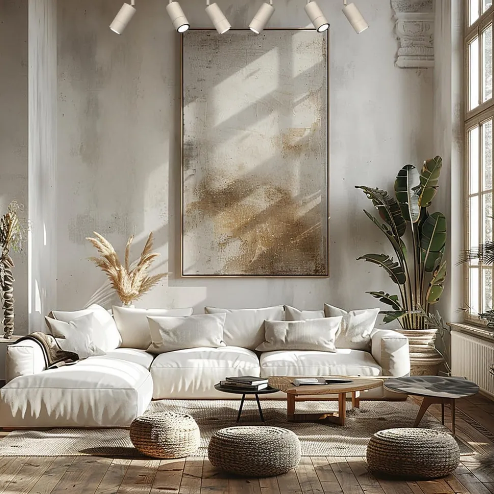 Downlight Link, beige, lengde 90 cm, 6 lyskilder, 1200 lm, 12 V DC, 100-240 V