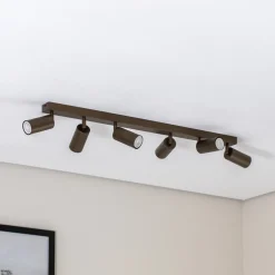 Downlight Link, titan-gullfarget, lengde 90 cm, 6 lyskilder, 120 W, 1200 lm,