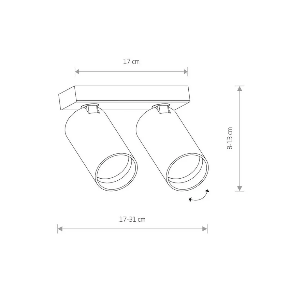 Downlight Mono II, 2 lyskilder, hvit, 31 cm lang, GU10