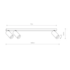 Downlight Mono III, 3 lyskilder, hvit, 84 cm lang, GU10