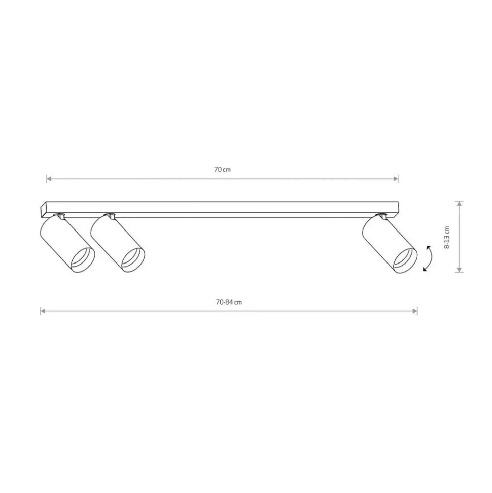 Downlight Mono III, 3 lyskilder, hvit, 84 cm lang, GU10
