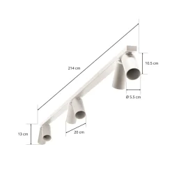 Downlight Mono VI i hvit, 6 lyskilder