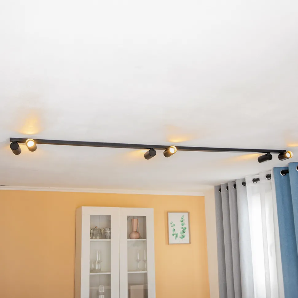 Downlight Mono VI, svart/gull, 6 lyskilder