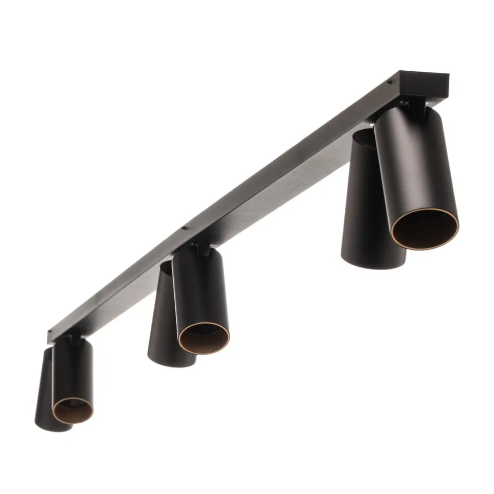 Downlight Mono VI, svart/gull, 6 lyskilder