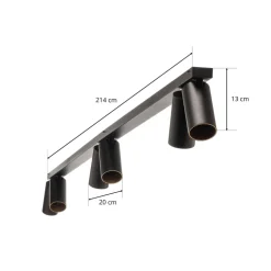 Downlight Mono VI, svart/gull, 6 lyskilder