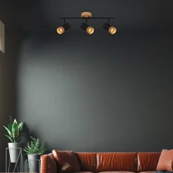 Downlight Plek GU10 svart/tre 3 lyskilder