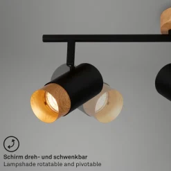 Downlight Plek GU10 svart/tre 3 lyskilder