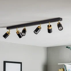 Downlight Reno, 6 lyskilder, svart/gull