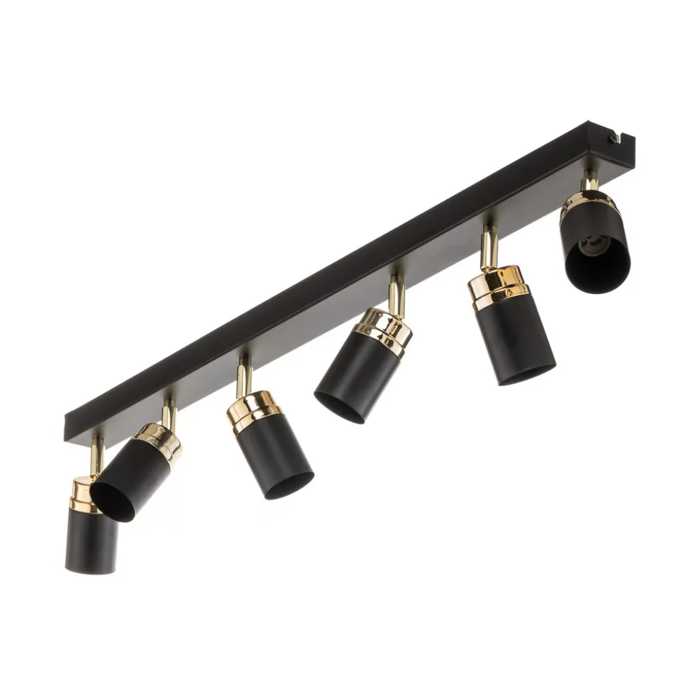 Downlight Reno, 6 lyskilder, svart/gull