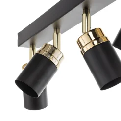 Downlight Reno, 6 lyskilder, svart/gull