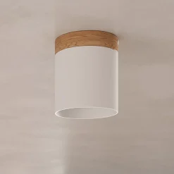 Downlight Rif, hvit, Ø 12 cm, tre, aluminium