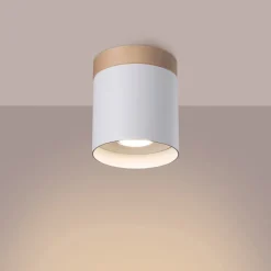 Downlight Rif, hvit, Ø 12 cm, tre, aluminium