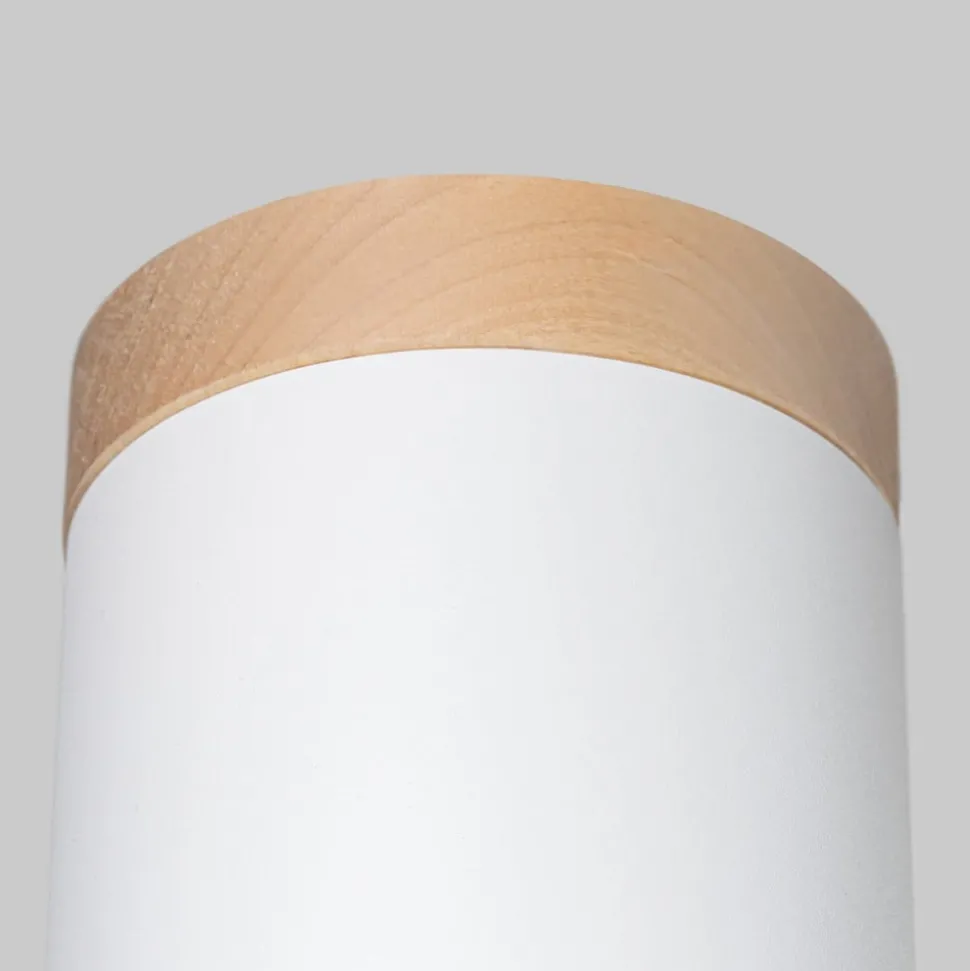 Downlight Rif, hvit, Ø 12 cm, tre, aluminium