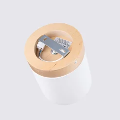 Downlight Rif, hvit, Ø 12 cm, tre, aluminium