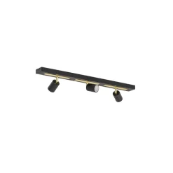 Downlight Rodez, svart/gull, lengde 80 cm, 3 lyskilder, IP50, 100 W, 1200 lm,