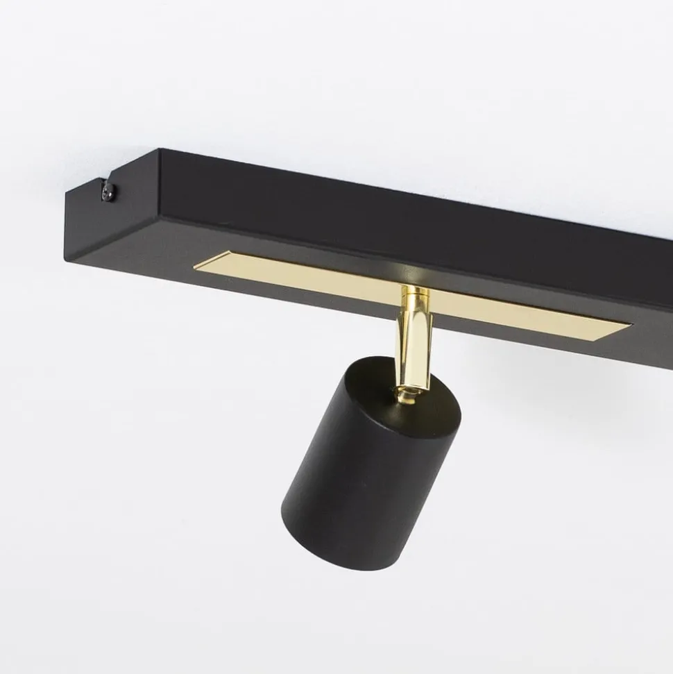 Downlight Rodez, svart/gull, lengde 80 cm, 3 lyskilder, IP50, 100 W, 1200 lm,