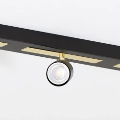 Downlight Rodez, svart/gull, lengde 80 cm, 3 lyskilder, IP50, 100 W, 1200 lm,