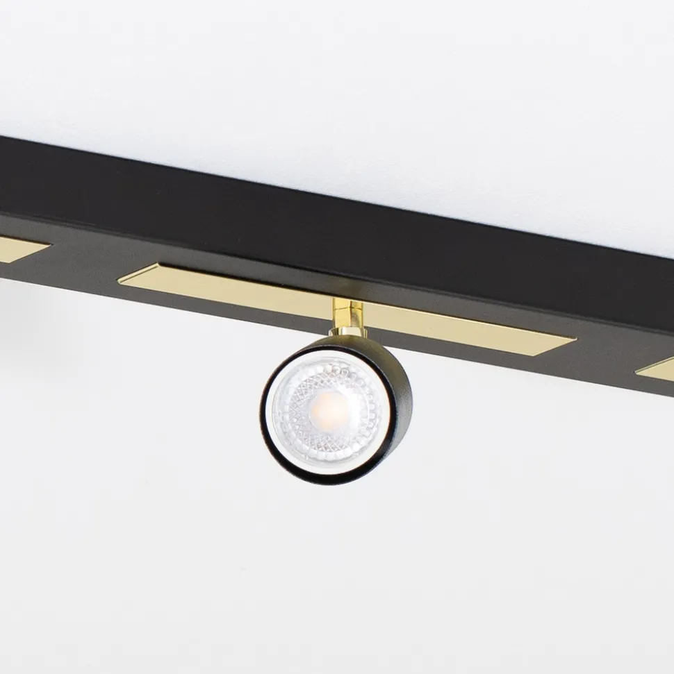 Downlight Rodez, svart/gull, lengde 80 cm, 3 lyskilder, IP50, 100 W, 1200 lm,