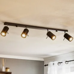 Downlight Round i svart, 4 lyskilder lineære