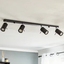 Downlight Round i svart, 4 lyskilder lineære