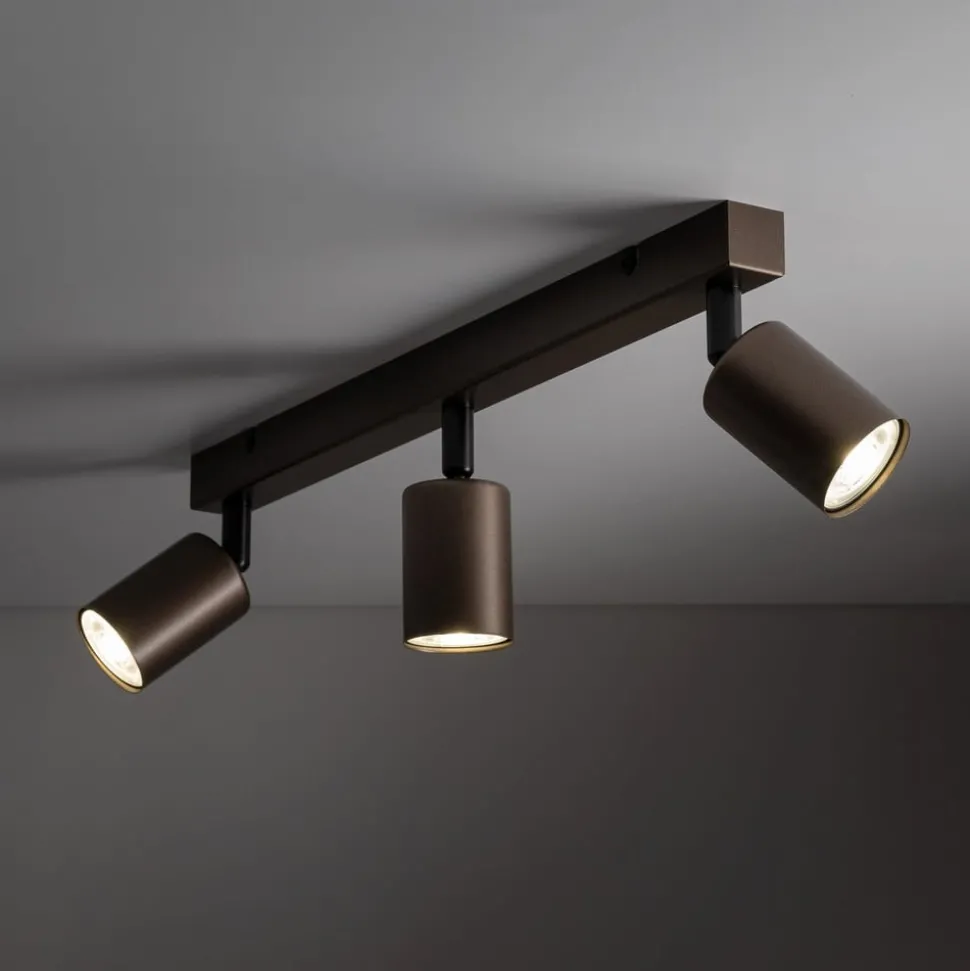 Downlight Top, justerbar, brun, 3 lyskilder, lineær