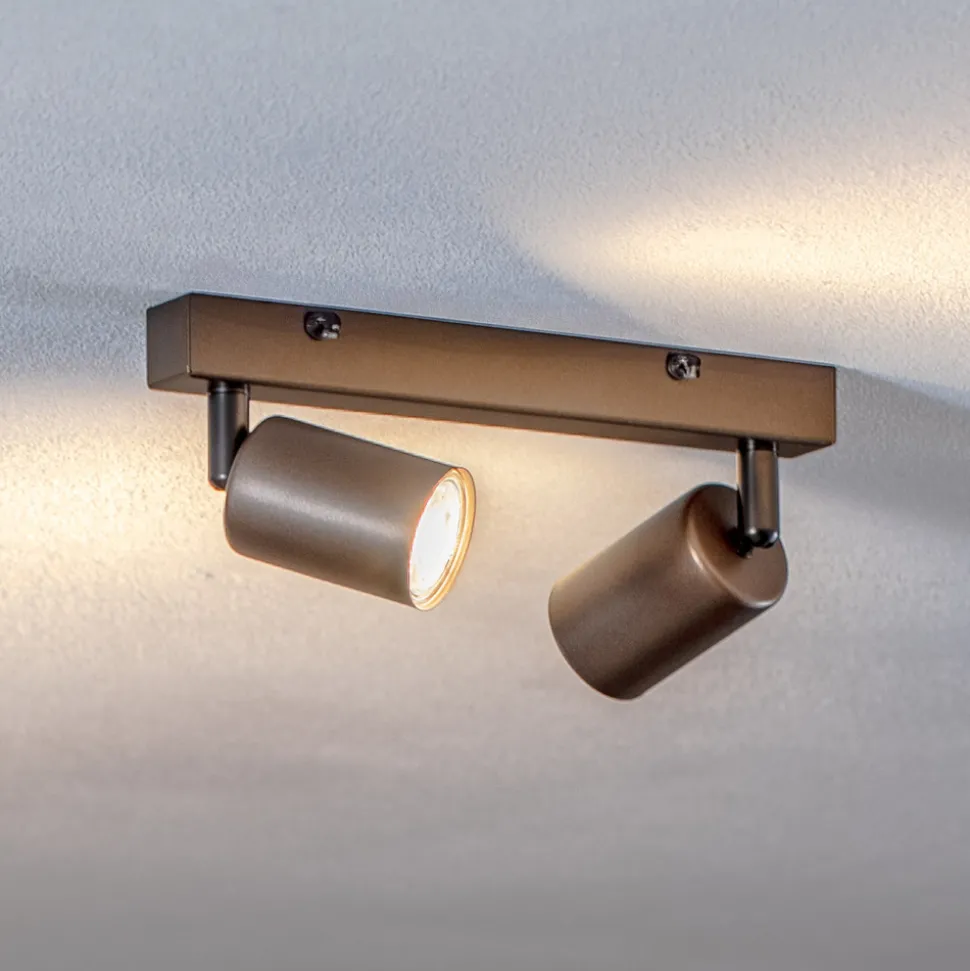 Downlight Top, justerbar, brun, 2 lyskilder, lineær