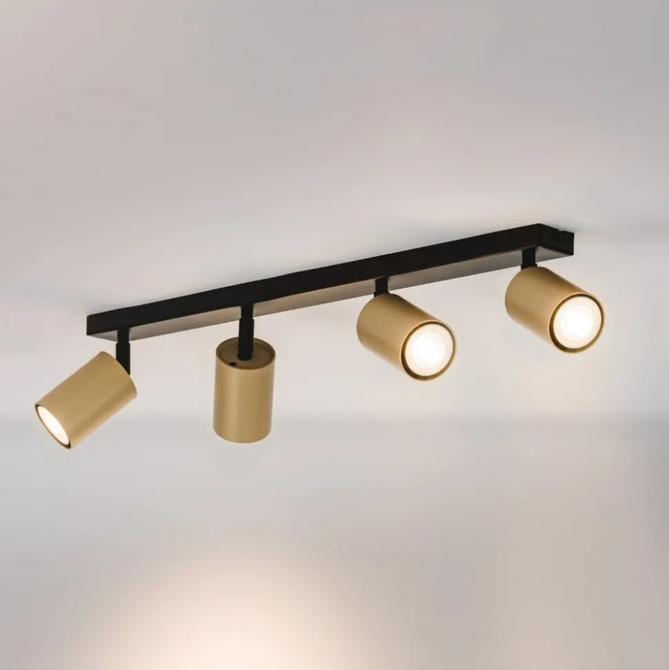 Downlight Zoom, 4 lyskilder, svart/gull