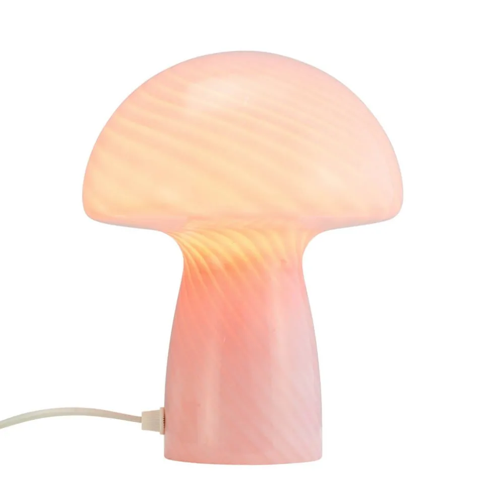 Dyberg Larsen Mushroom bordlampe, rosa, høyde 23 cm, glass