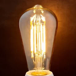 E27 LED-rustikkpære 6W 500lm, rav 1 800 K 4 stk