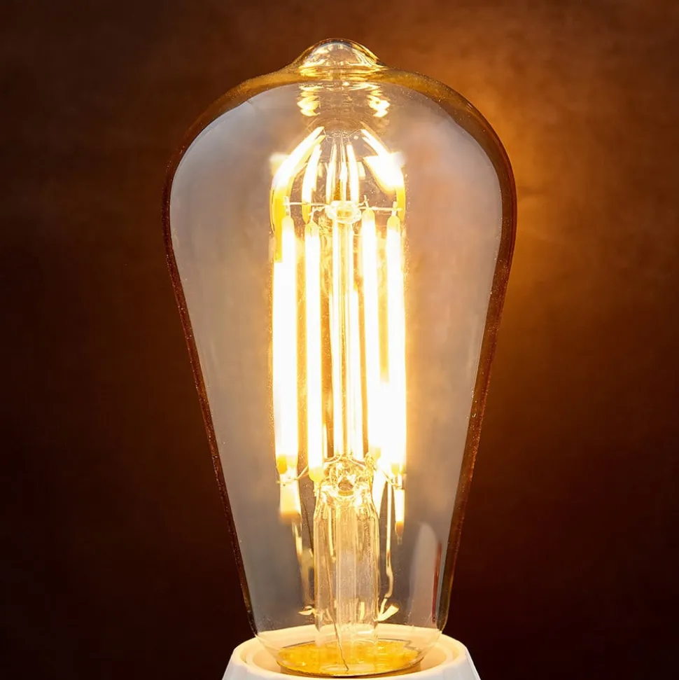 E27 LED-rustikkpære 6W 500lm, rav 1 800 K 4 stk