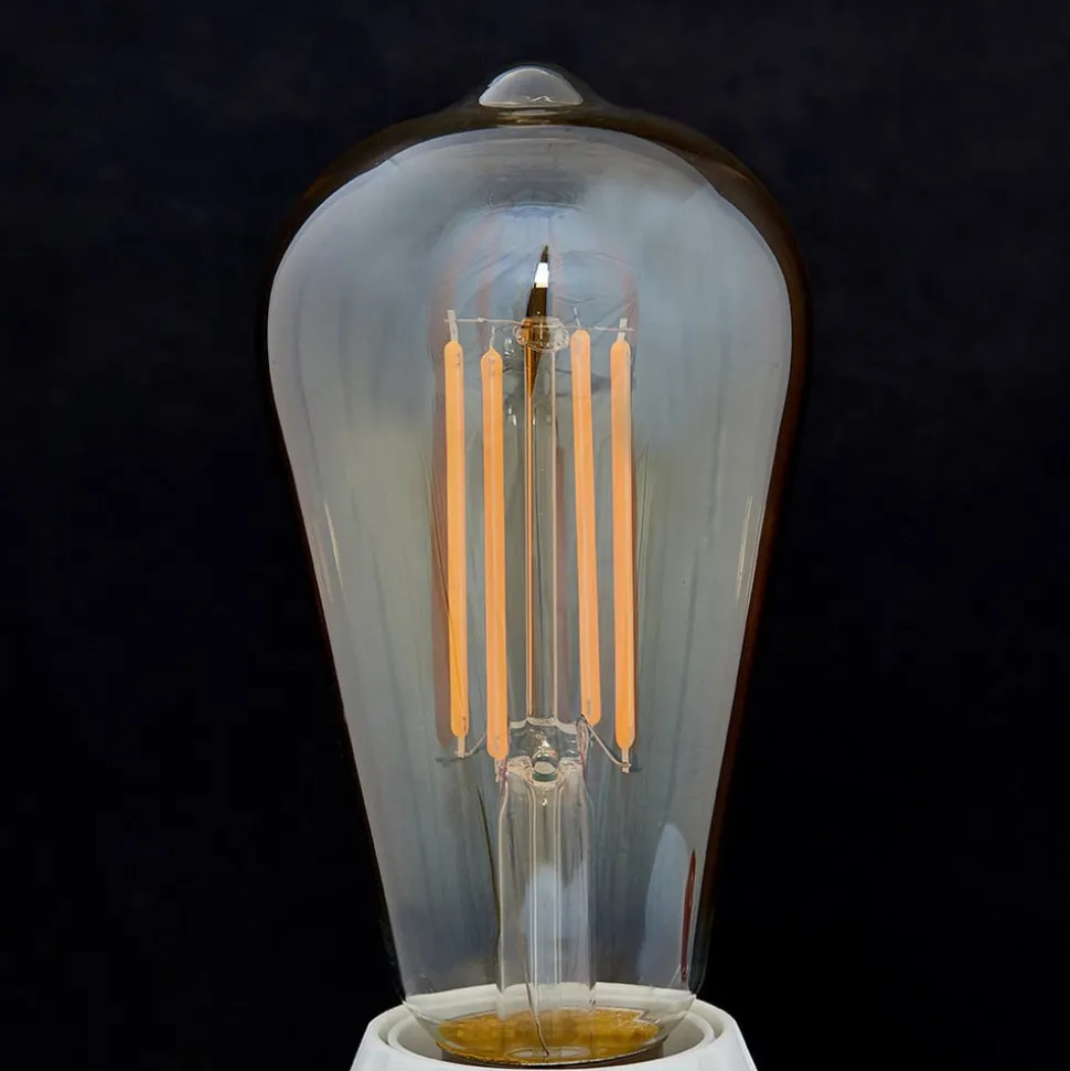 E27 LED-rustikkpære 6W 500lm, rav 1 800 K 4 stk