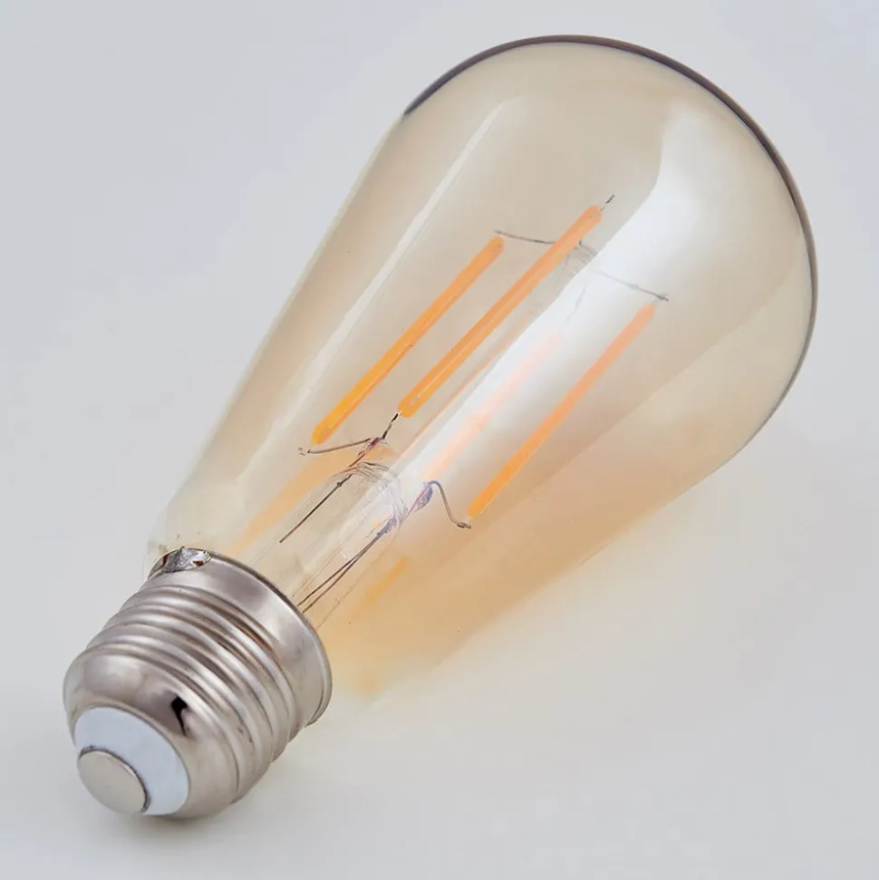 E27 LED-rustikkpære 6W 500lm, rav 1 800 K 4 stk