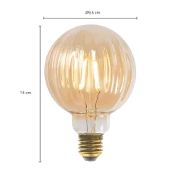 E27 3,8W LED-pære G95, 2700K, 340lm, riller rav