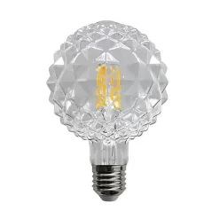 E27 3,8W LED-pære G95 2 700 K struktur klart 2 stk