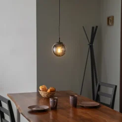 Efe 2155 hengelampe, skjerm i røkt glass, Ø15 cm