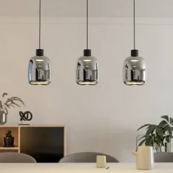 EGLO connect LED-hengelampe Molochio-Z, 3 lyskilder, svart, klar