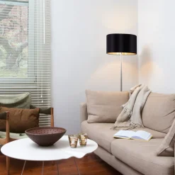 Elegant tekstilgulvlampe Maserlo