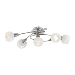 Elliott taklampe, lengde 62 cm, matt nikkel, metall/glass