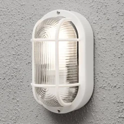 Elmas utendørs vegglampe oval, hvit