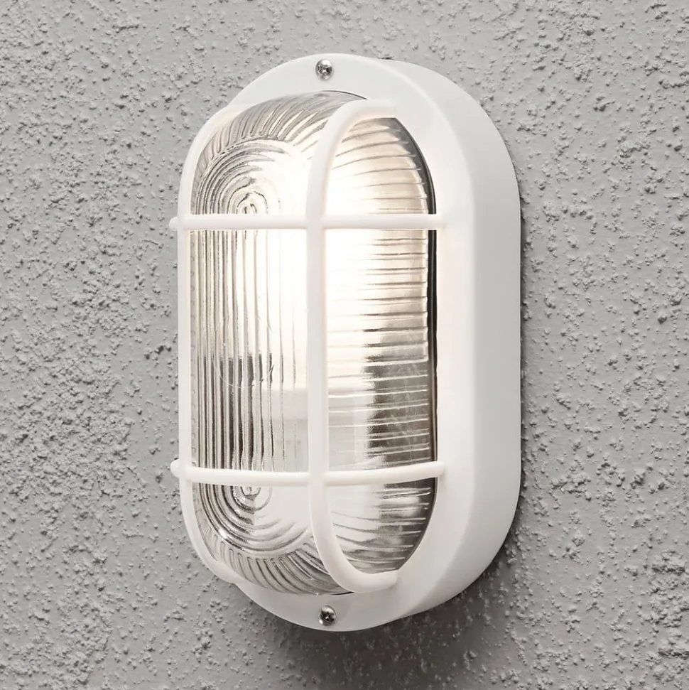 Elmas utendørs vegglampe oval, hvit