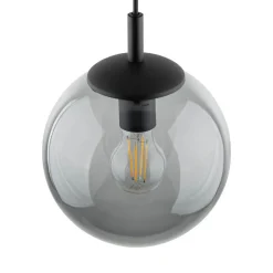 Esme hengelampe, Ø 30 cm, røykgrå, glass, kuppel, E27