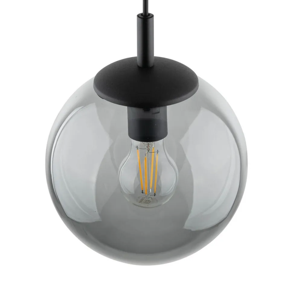 Esme hengelampe, Ø 30 cm, røykgrå, glass, kuppel, E27