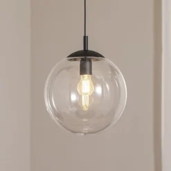 Esme hengelampe, Ø 30 cm, transparent, glass, globus, E27