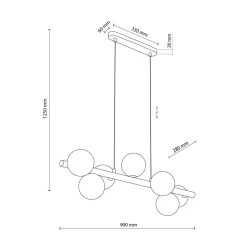 Estera hengelampe, opalglass, tre, 7 lyskilder