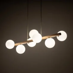 Estera hengelampe, opalglass, tre, 7 lyskilder